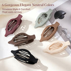 Introducing 6 gorgeous large flat hair clips in neutral colors. Premium imported clips designed for timeless style and all-day comfort.