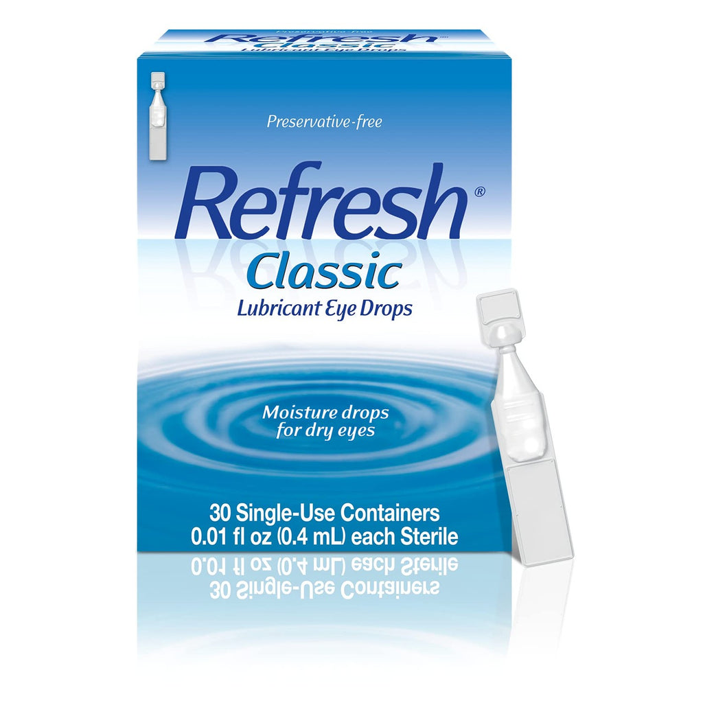 REFRESH CLASSIC Lubricant Eye Drops Preservative-Free Artificial Tears, 0.01 fl oz (0.4 mL), 30 Single-Use Containers