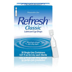 REFRESH CLASSIC Lubricant Eye Drops Preservative-Free Artificial Tears, 0.01 fl oz (0.4 mL), 30 Single-Use Containers