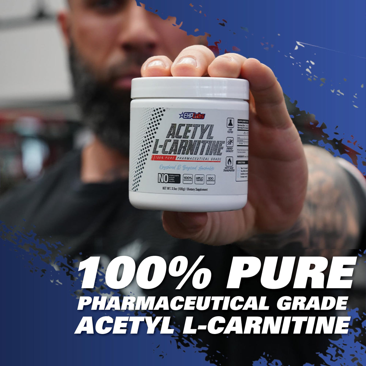 EHP Labs Acetyl L Carnitine Powder - Supports Natural Energy Production, Assists in Healthy Brain Function, Supports Heart Health, Vegan, Gluten Free, Non GMO - 100 Servings