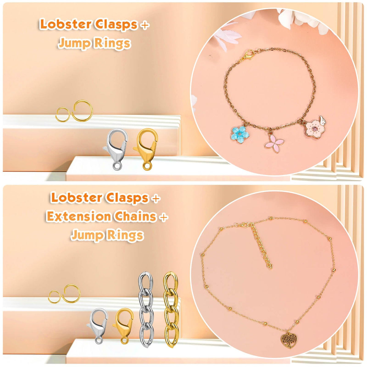 PAXCOO Keychain Making Kit, Keychain Craft Supplies Including Key Chain Hooks, Lobster Clasps, Key Rings and Jump Rings for Key Chain Making and Jewelry Making