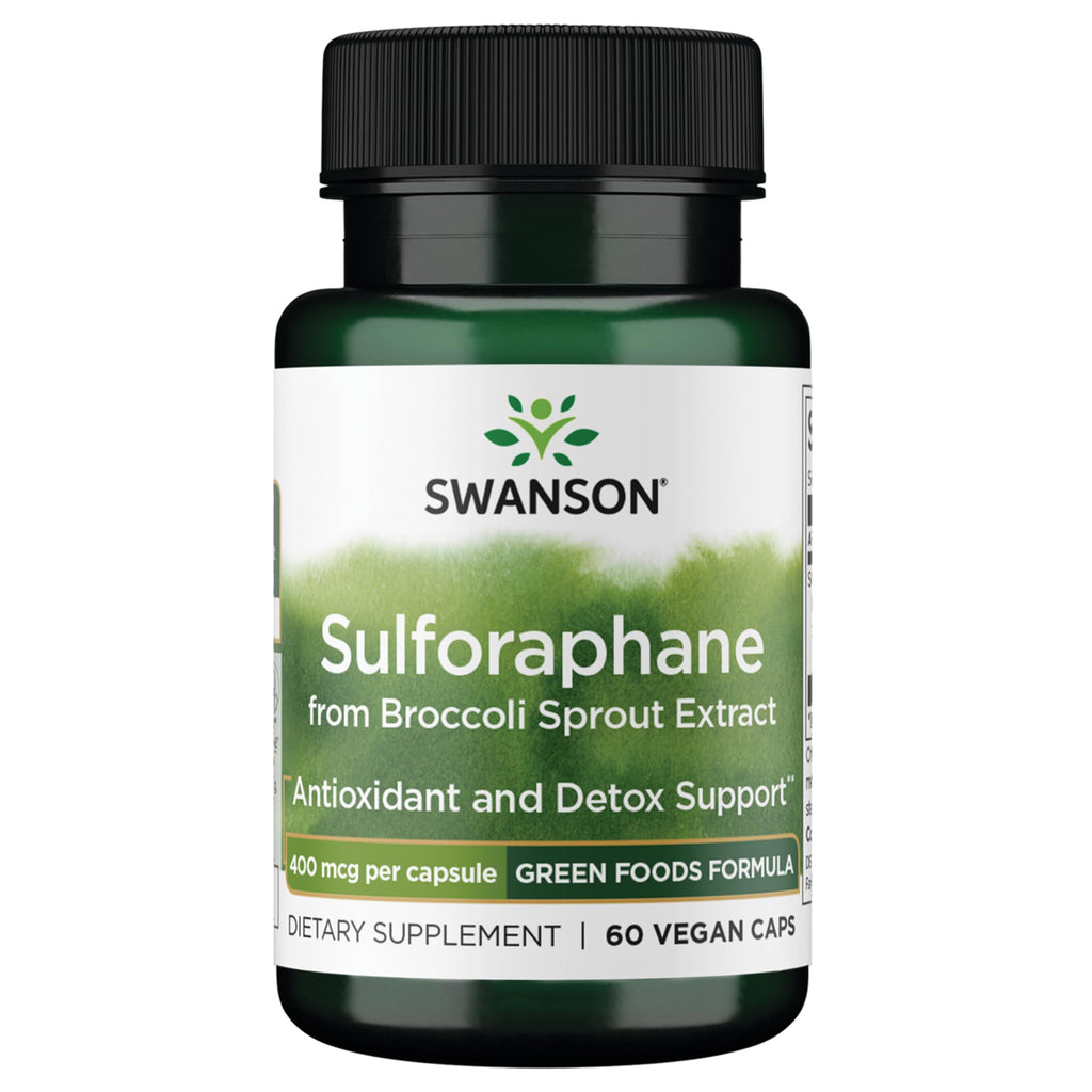 Swanson Sulforaphane Broccoli Sprout Extract, 60 Vegan Capsules, 4 Pack | For Adults Seeking Liver, GI Tract, and Cellular Health Support, Standardized to 0.4% Sulforaphane