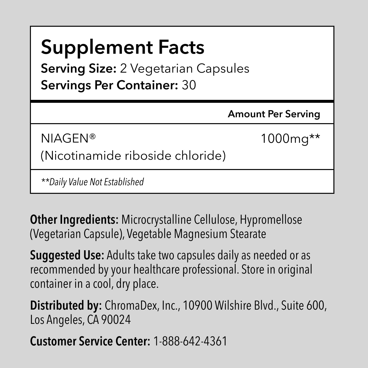 TRU NIAGEN NAD+ Supplement, Nicotinamide Riboside 1000mg, 30 Daily Servings | High-potency NAD+ support: 1000mg Niagen NR daily from two 500mg capsules, supports cellular energy and healthy aging.