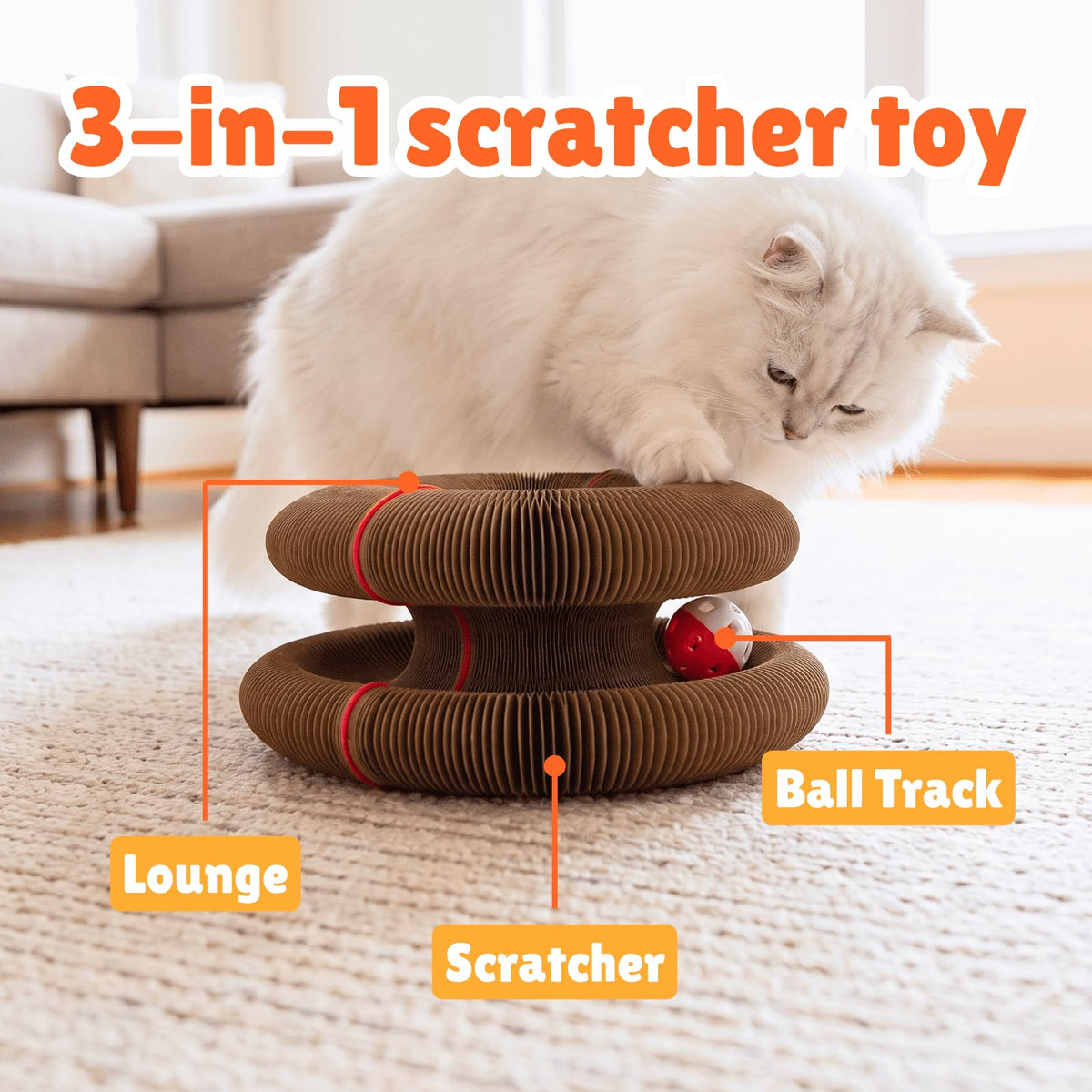 KITTY KURLZ Interactive Cat Toy & Cardboard Cat Scratcher
