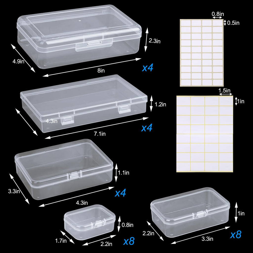 Small Storage Containers 28 Pack Mixed Sizes Plastic Craft Boxes Clear