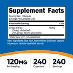 Nutricost Ginkgo Biloba 120mg, 240 Capsules, Extra Strength, Gluten Free | GMO-Free
