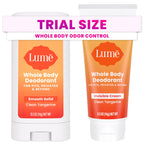 Lume Whole Body Deodorant - Cream + Solid Stick Mini Bundle 0.5oz Tangerine | 72 Hour Odor Control Aluminum Free Baking Soda Travel Trial Size Minis deodorant lotion women