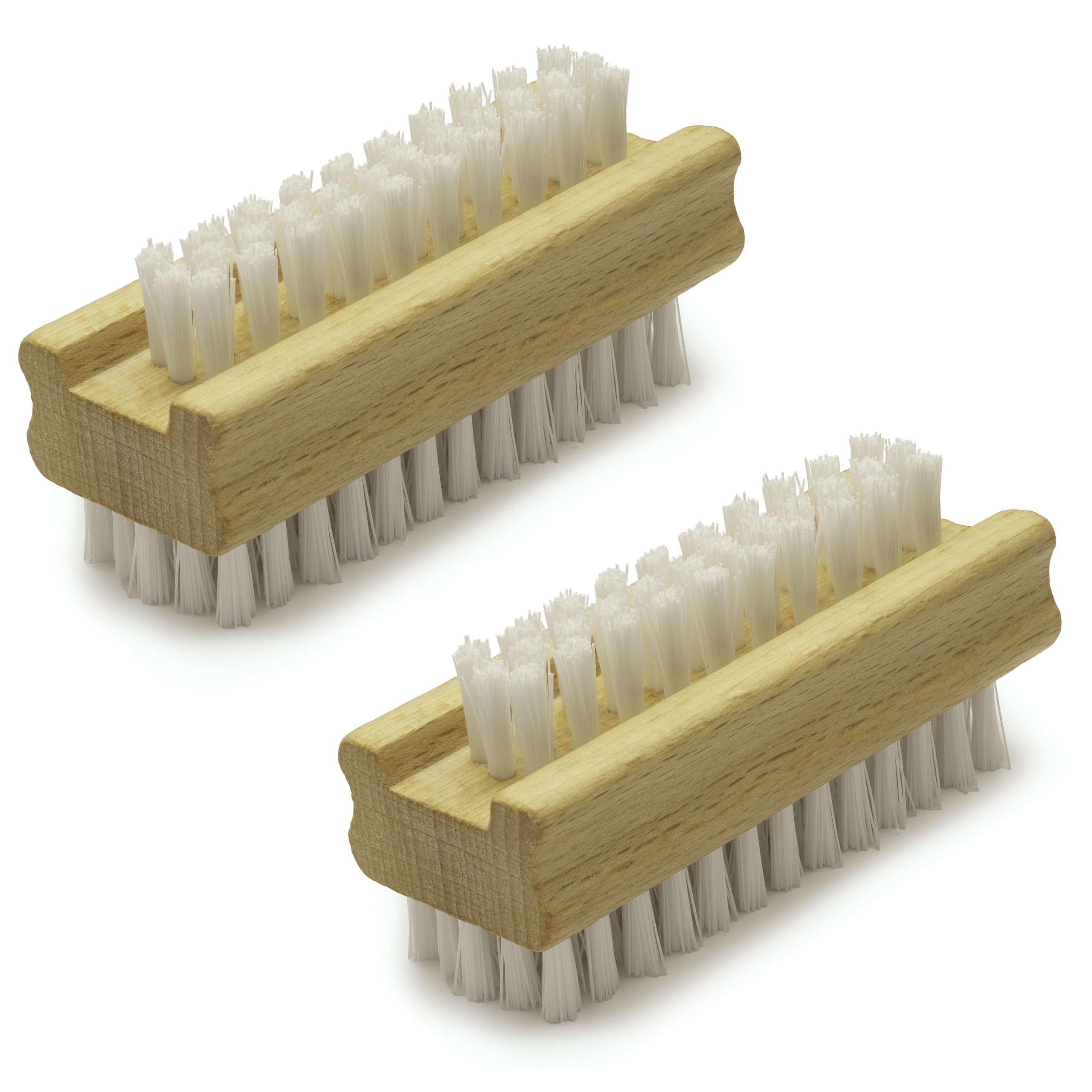 Konex Non-Slip Wooden Two-sided Hand and Nail Brush. Fingernail Brush for Nail Cleaning and Scrubbing. Heavy duty Stiff Nail Brush for Travel. Mechanic hand scrub brush with molded grip.