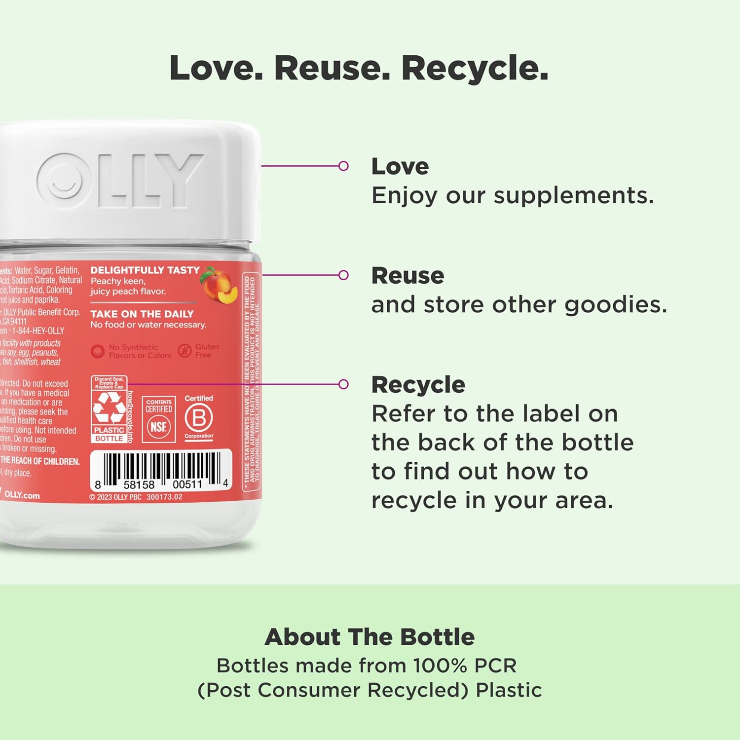 Buy now OLLY Probiotic + Prebiotic Gummy, Digestive Support and Gut Health, 500 Million CFUs, Fiber, Adult Chewable Supplement for Men and Women, Peach, 30 Day Supply - 30 Count at indiglob india