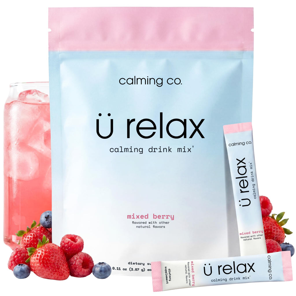 Ü Relax 2.0 Powder Drink Mix, Pineapple, Ashwagandha & L-Theanine, Adaptogens, Cortisol, Sleep Aid, Ready-to-Mix, Sugar Free, Zero Calorie, 20 Stick Packs