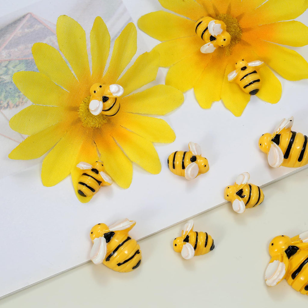 Tiny Resin Bees for Crafts,32Pcs Small Plastic Bumble Bee Decor with 36 Double Self-Adhesive,Honey Bee Flatback Decoration for DIY Wreath Crafts Scrapbooking Party Home Birthday Decoration 3 Size