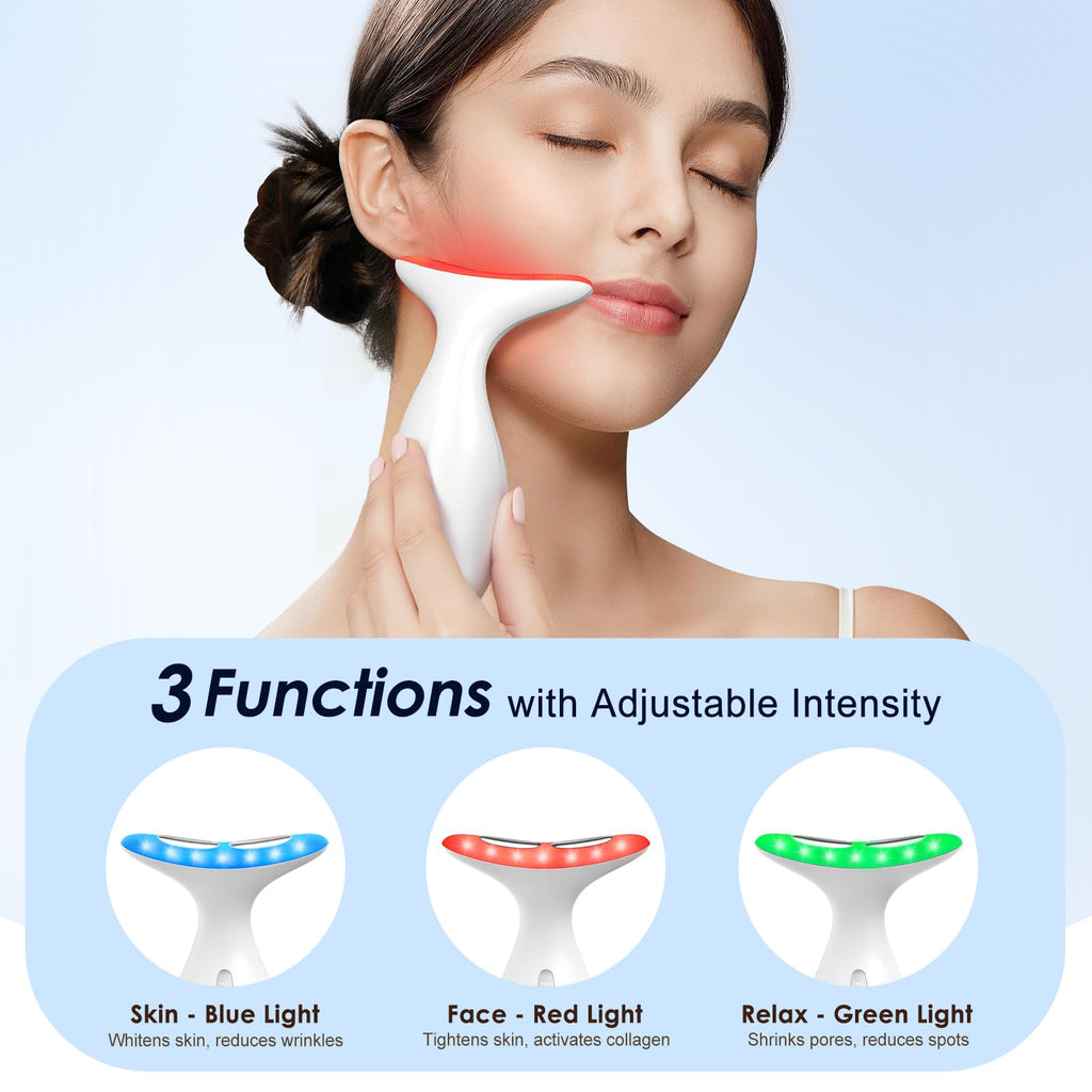Neck Massager — Portable facial/neck massager with constant temperature heat therapy and vibration massage. USB rechargeable, three adjustable speeds. Relieves fatigue and aids in skincare absorption