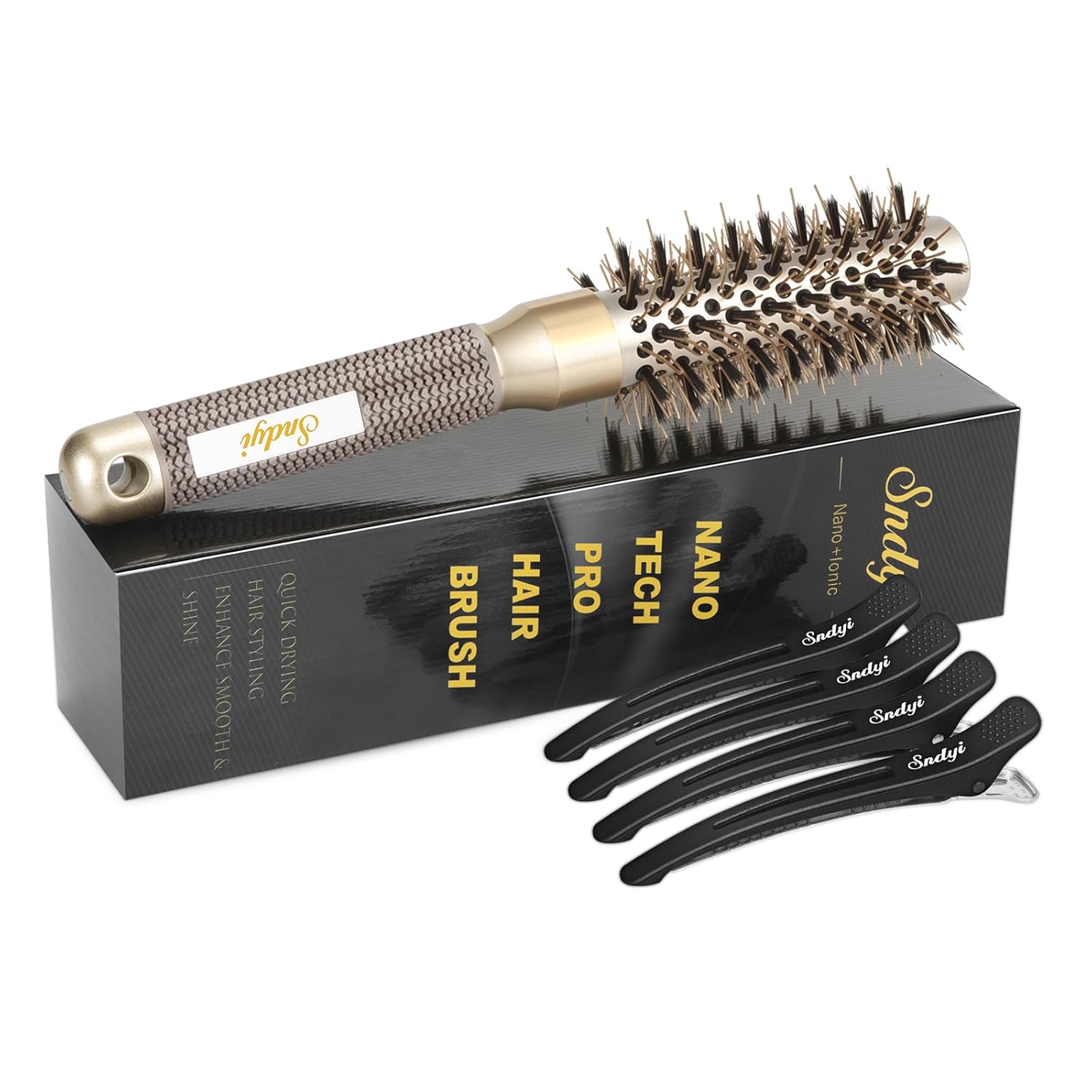 Buy now Round Brush for Blow Drying, Nano Thermal Ceramic & Ionic Tech Hair Brush with Boar Bristles, Professional Round Barrel Brush for Styling, Curling & Straightening by Sndyi (2.9 Inch, Barrel 1.7 Inch) 1 Inch (Pack of 1) at indiglob india