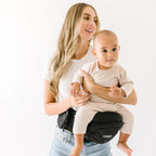 Buy now Tushbaby Original Hip Seat Baby Carrier for Babies & Toddlers up to 45 lbs, Safety Certified, Lightweight No-Foam Design with Storage & Nursing Support, Grey at indiglob india