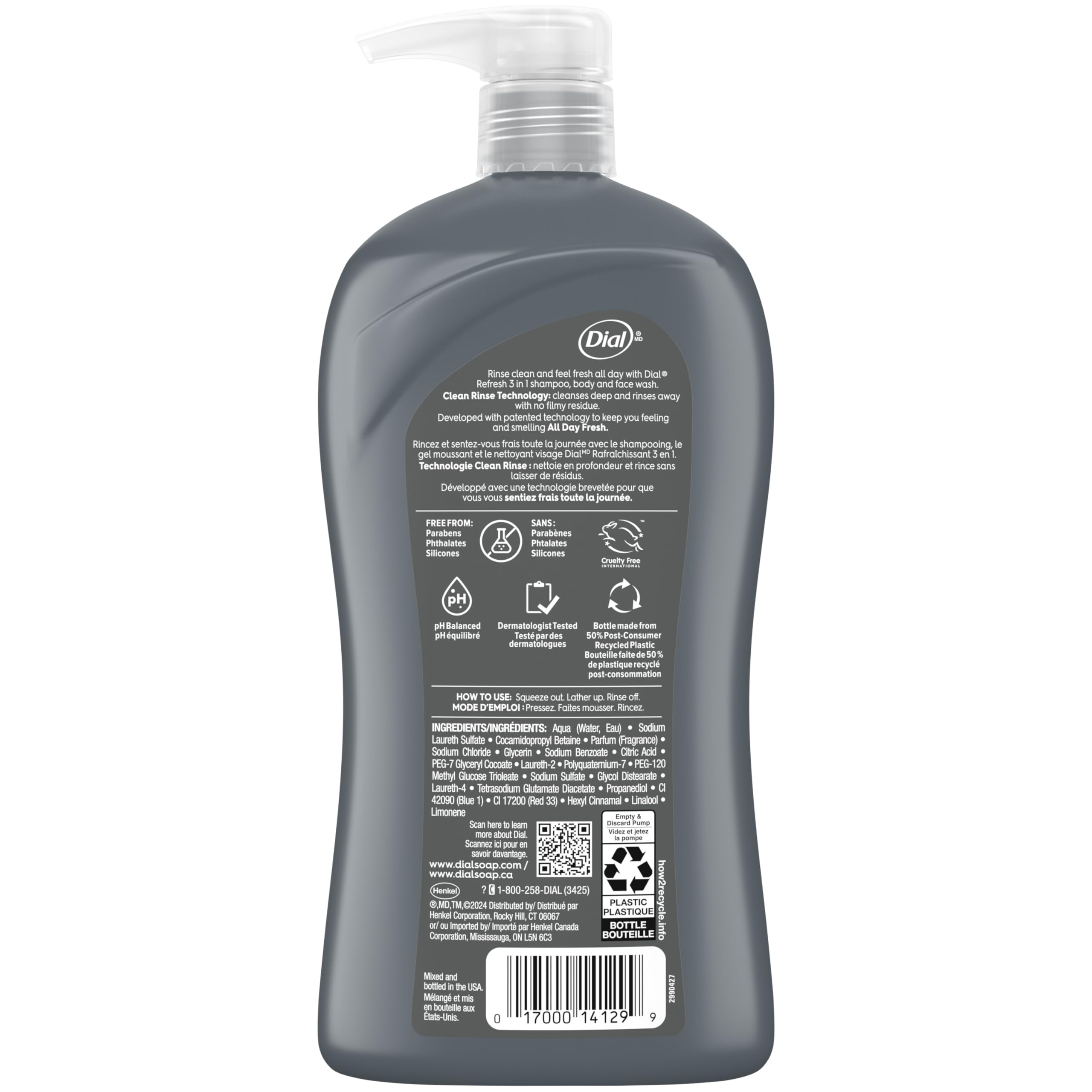 Buy now Dial Men 3in1 Body, Hair and Face Wash, Hydro Fresh, 32 fl oz at indiglob india