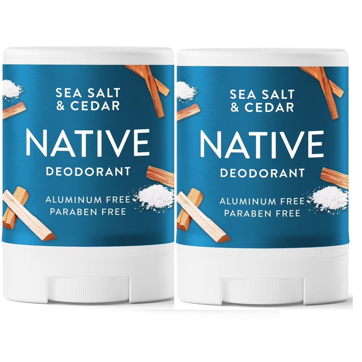 Native Deodorant, Aluminum Free, Sea Salt & Cedar, for Women and Men, Travel Size 0.5oz (Pack of 2)