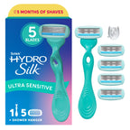 Schick Hydro Silk Ultra Sensitive Razor for Women | Womens Razor for Sensitive Skin, 5 Blade Razors for Women, Womens Razors for Shaving, Includes 1 Handle & 7 Refills