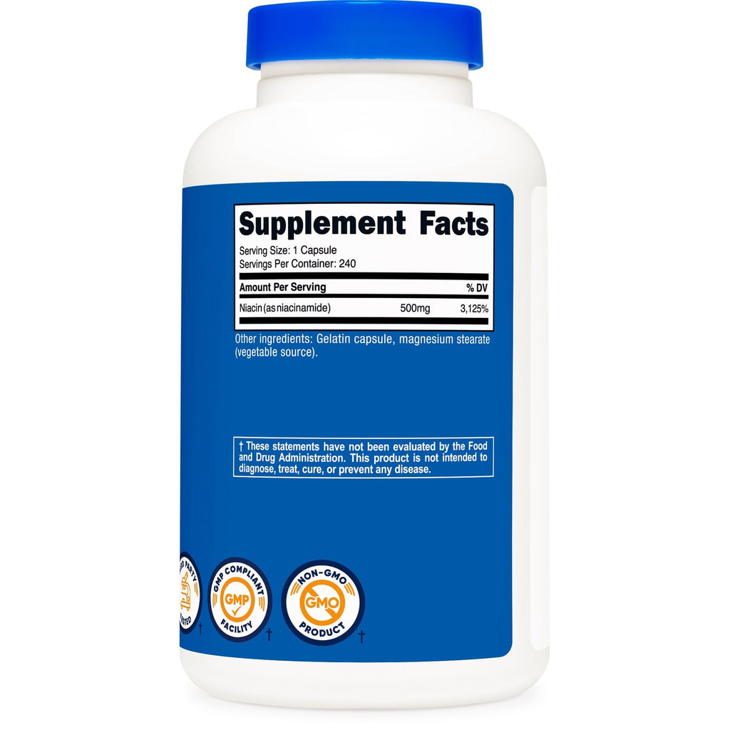 Nutricost Niacinamide (Vitamin B3) 500mg, 240 Capsules, Flush Free | Gluten-Free, GMO-Free