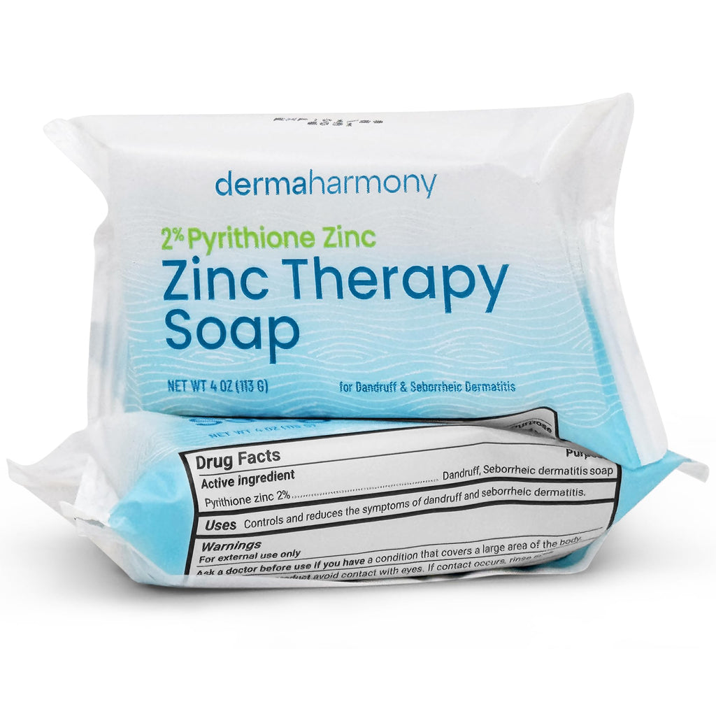 Dermaharmony Set of 2 2% Pyrithione Zinc (ZnP) Bar Soap 4 oz - Crafted for Those with Skin Conditions - Seborrheic Dermatitis, Dandruff, etc.