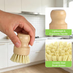 Bamboo Dish Brush Set with Holder, 2 Sisal & 1 Palm Scrub Brush