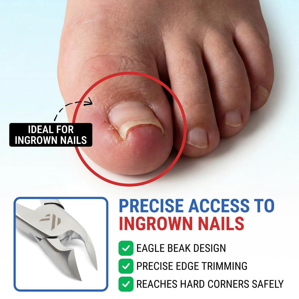 Toenail Clippers for Thick Toenails – KLIPP 15 mm Wide Jaw Thick Fingernail and Toenail Cutter with Curved Stainless-Steel Blades for Seniors (Eagle Beak)