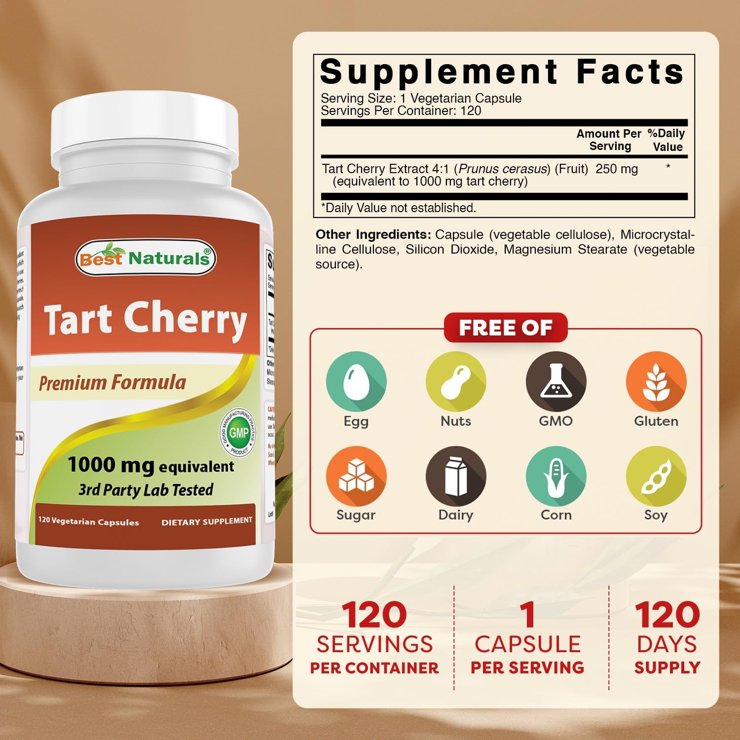 Buy now Best Naturals Tart Cherry Extract 1000 mg (Non-GMO) Veggie Capsules - Promotes Healthy Uric Acid Levels Within Normal Range, Healthy Joint Function & Promotes Healthy Sleep Cycle, 120 Count at indiglob india