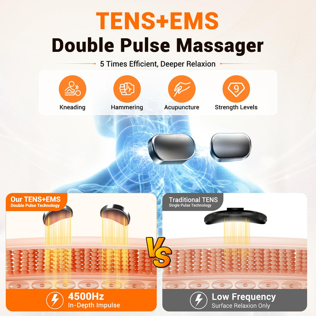Cordless Neck Massager with Heat for Pain Relief Deep Tissue
