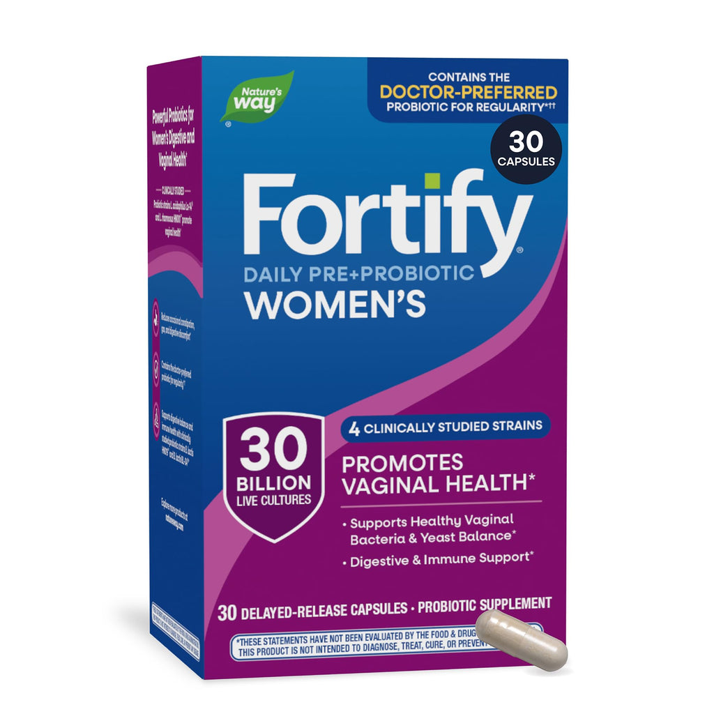 Nature's Way Fortify Women’s Probiotic 30 Billion CFU, 30 ct | Daily Multi-Strain Probiotic for Digestive, Vaginal, and Immune Support*, Once-Daily Capsule, No Refrigeration Required