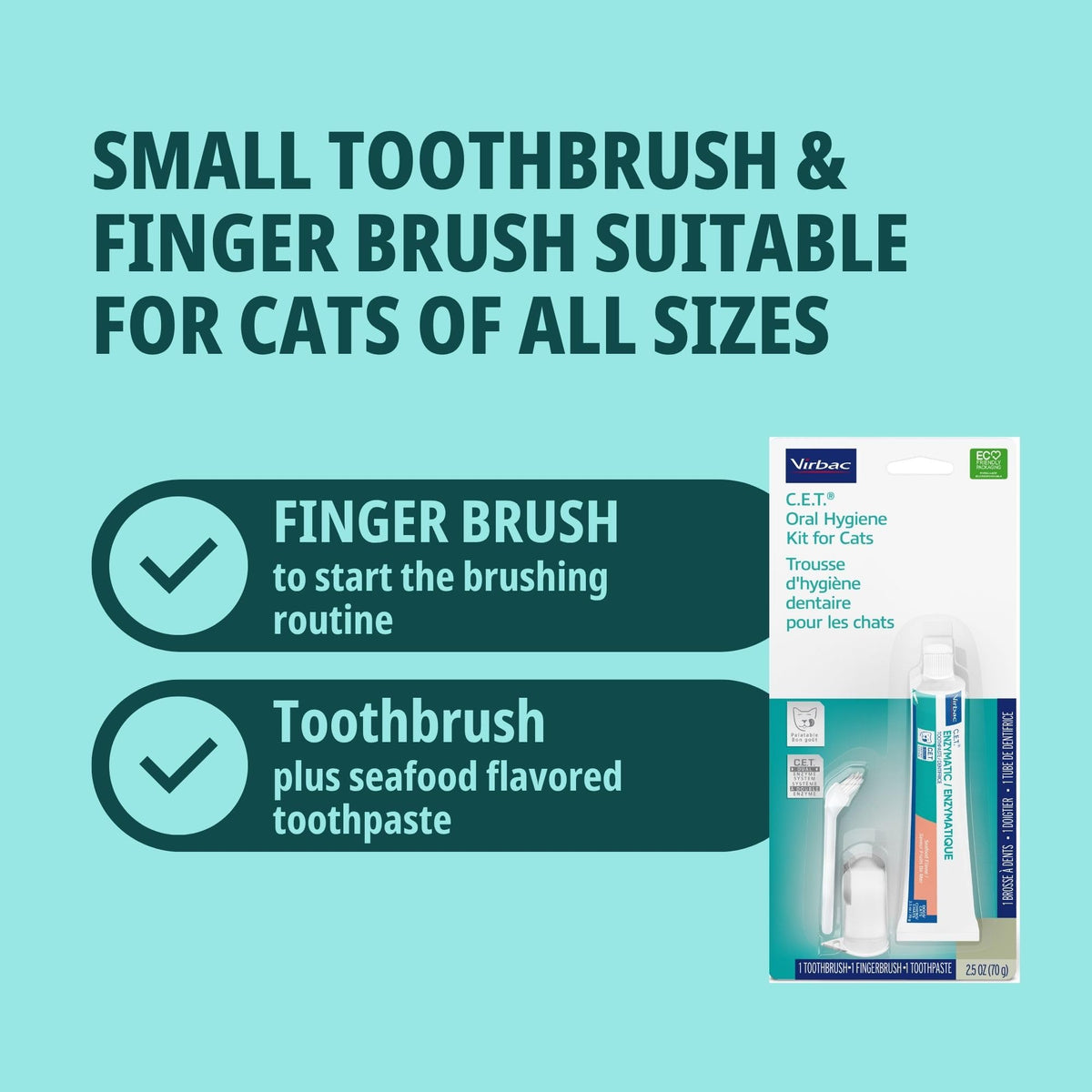 C.E.T. Oral Hygiene Kit for Cats, Seafood flavor Toothpaste with Toothbrush
