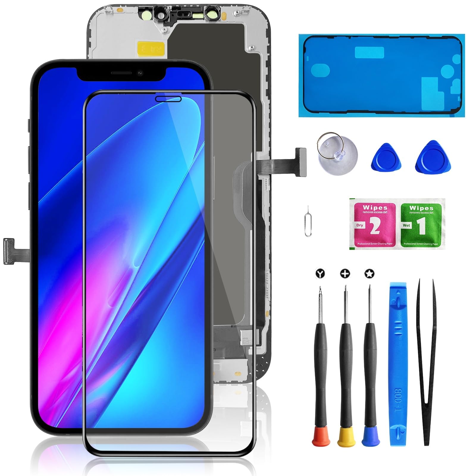 Buy now for iPhone 11 Screen Replacement 6.1 3D Touch Screen LCD Display Digitizer for A2111, A2223, A2221 Cell Phone Repair Kits+ Waterproof Frame Adhesive Sticker+Screen Tempered Protector+Face ID for iphone 12pro max at indiglob india