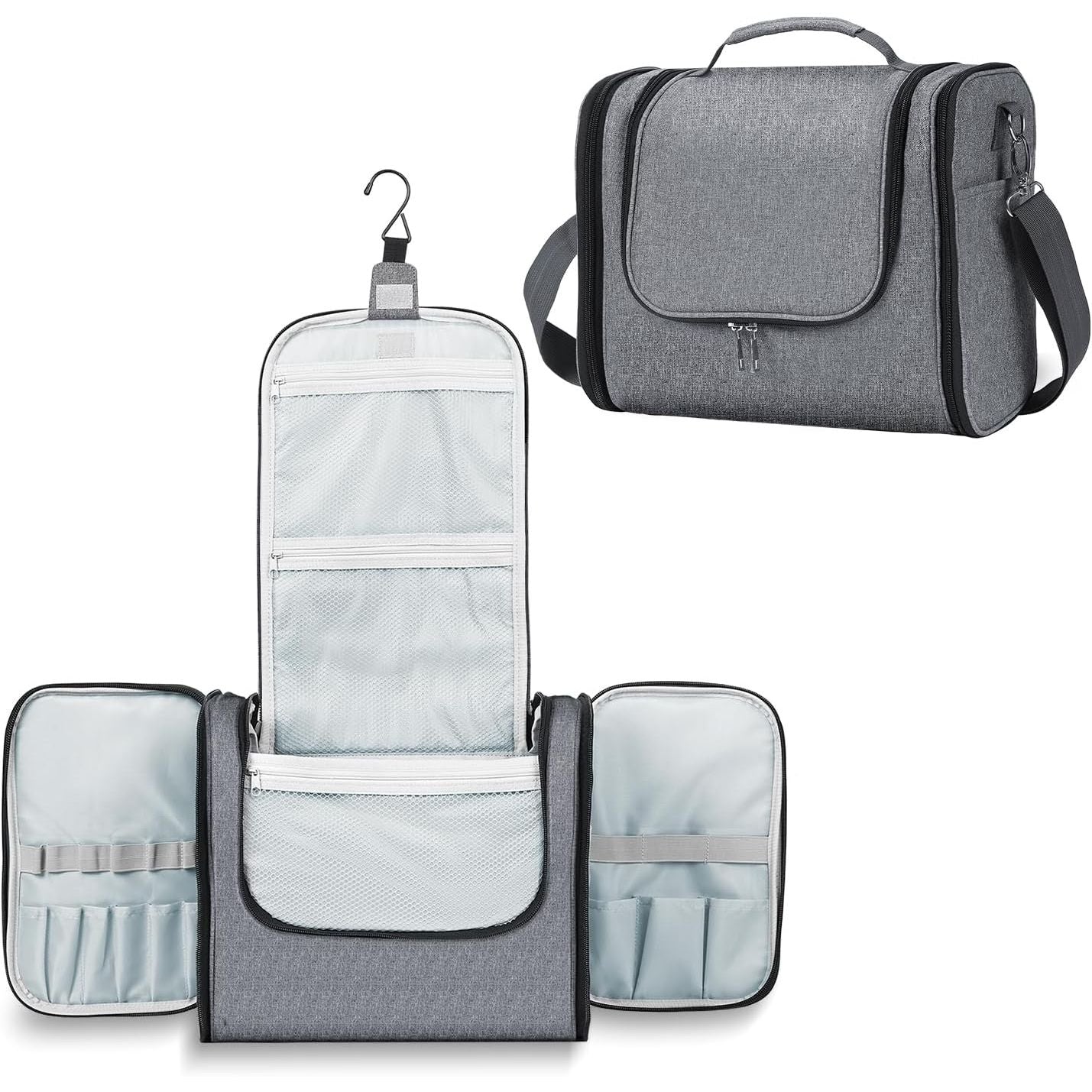 Buy now Buruis Extra Large Capacity Toiletry Bag for Women and Men, Hanging Toiletry Organizer Cosmetics Makeup Bag, Water-resistant Dopp Kit for Full Sized Toiletries, Travel Essentials (Blue) X-Large Denim Gery at indiglob india