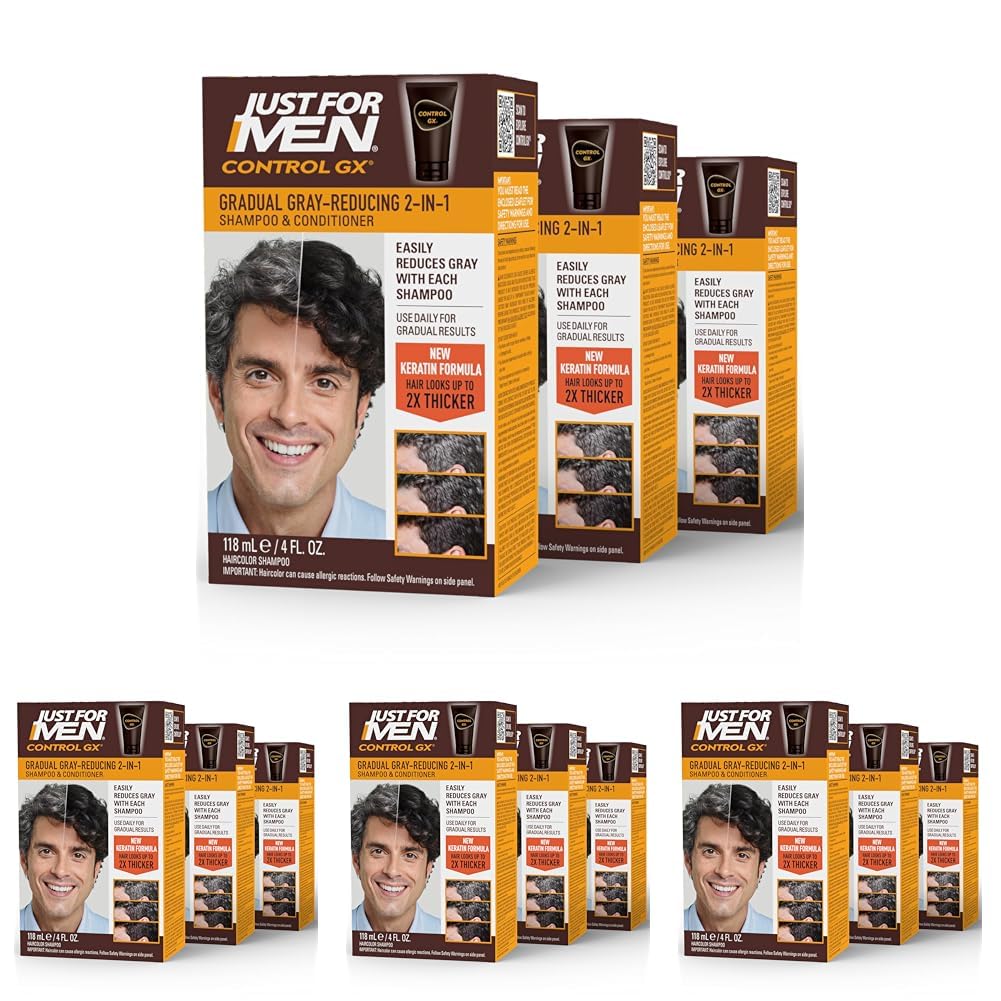 Buy now Just For Men Control GX Grey Reducing 2-in-1 Shampoo and Conditioner, Gradual Hair Color with Keratin for Stronger Thicker and Healthier Looking Hair, 4 Fl Oz - Pack of 1 (Packaging May Vary) at indiglob india