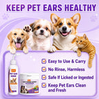 Pjordo Pet Ear Cleaner for Dog & Cat, Natural Formula - Aloe & Witch Hazel