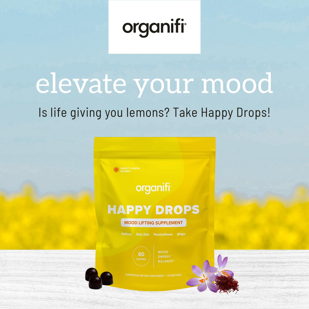 Organifi Happy Drops Natural Mood Lifting Gummies, 60 Count