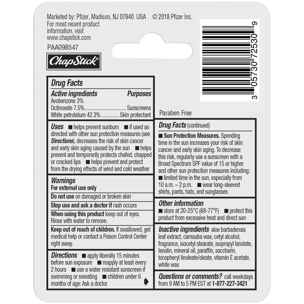 Buy now ChapStick Moisturizer Original Lip Balm Tubes, SPF 15 and Skin Protectant - 0.15 Oz (Pack of 3) at indiglob india
