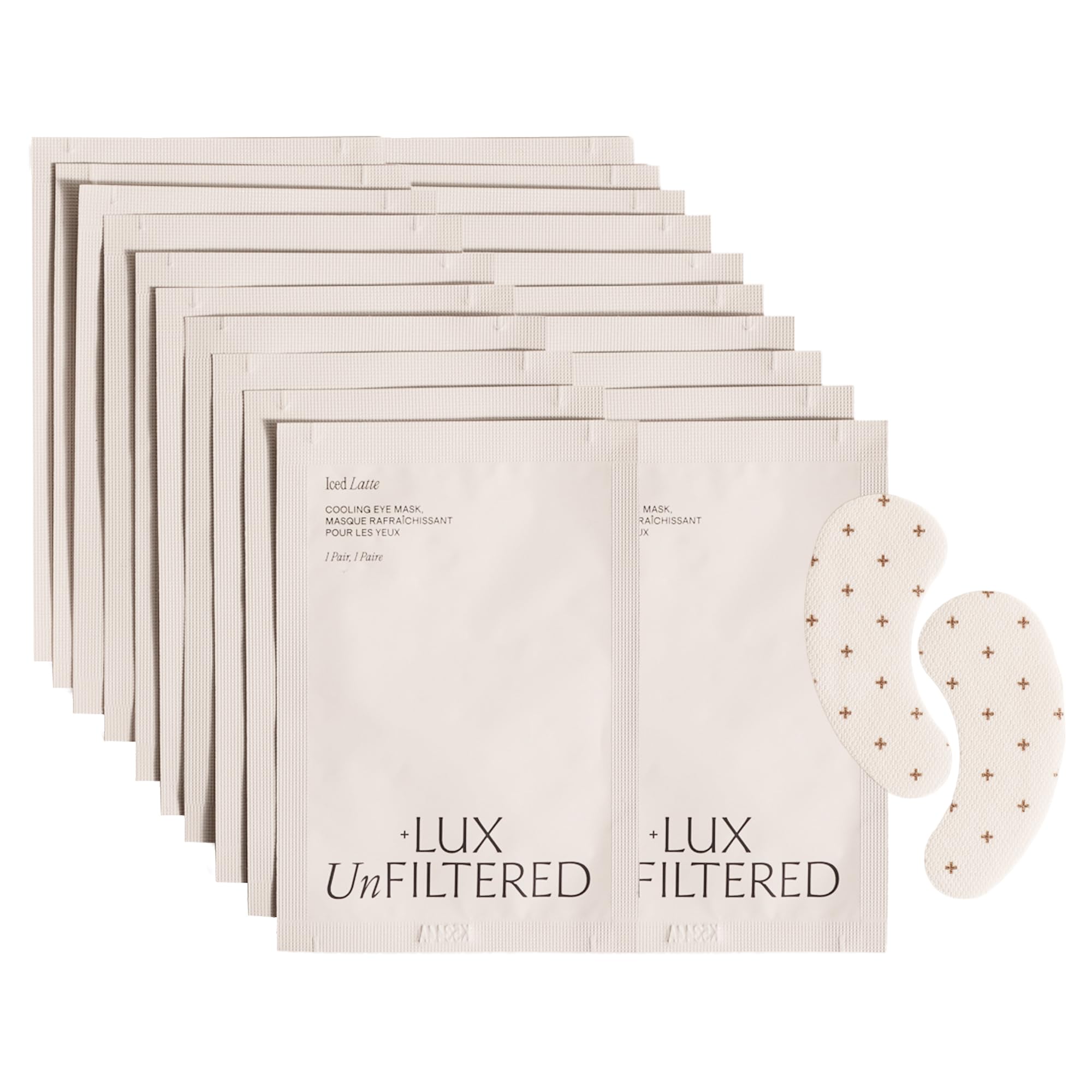 + Lux Unfiltered - Iced Latte Cooling Under Eye Patches - Eye Masks | Caffeine, Niacinamide & Hyaluronic Acid Eye Mask (10 Pairs) - Depuffs, Brightens Dark Circles, Hydrates - Vegan, Cruelty-Free