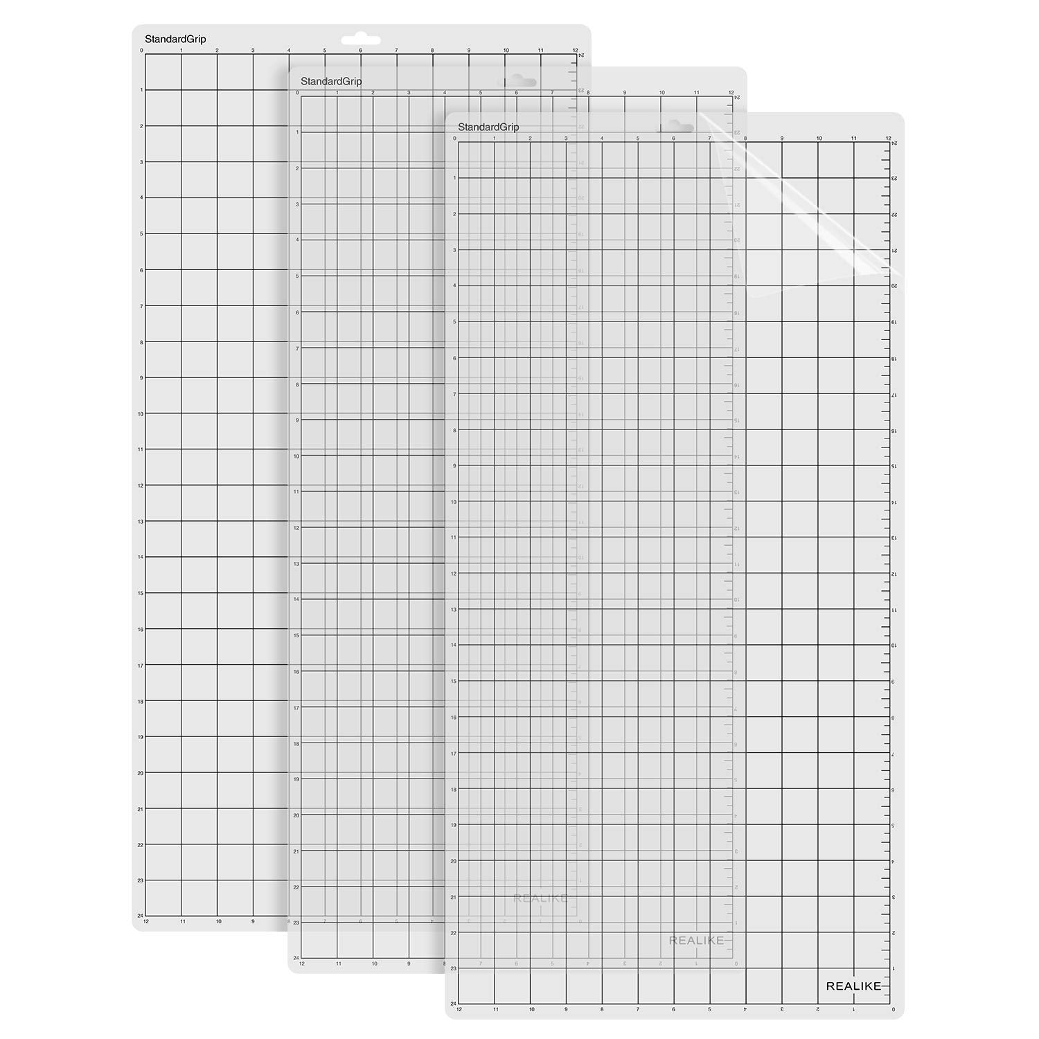 Buy now REALIKE 12x12 Cutting Mat Compatible with Cricut Maker 3/Maker 4/Maker/Explore 3/4/Air 2/Air/One(3 Mats), Gridded Adhesive Non-Slip Cut Mat for Crafts, Quilting, Sewing and All Arts (Variety) Transparent 12*24 (3 Mats) StandardGrip at indiglob india