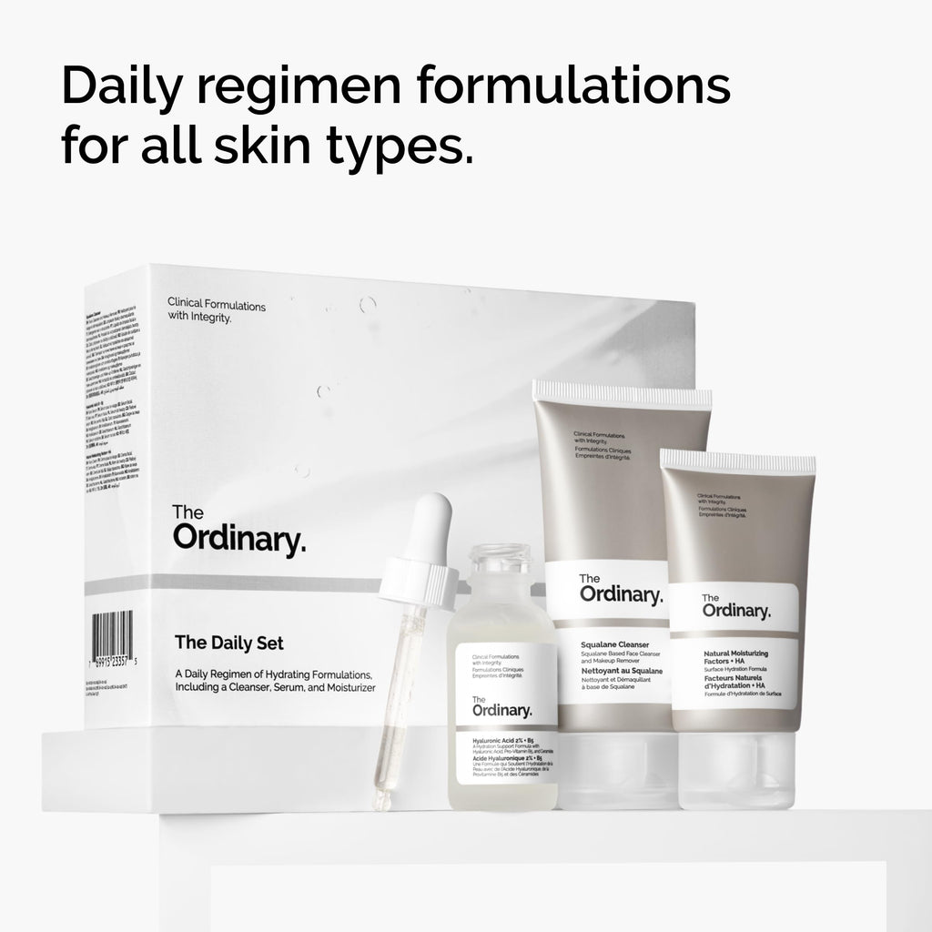 Buy now The Ordinary The Daily Set, Daily Skincare Routine with Squalane Cleanser, Hyaluronic Acid 2% + B5, and Natural Moisturizing Factors + HA | Skin Care Set at indiglob india