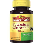 Nature Made Potassium Gluconate 550 mg, Potassium Supplements, 100 Tablets | Dietary Supplement for Nerve, Muscle and Heart Function Support, Helps Support Fluid Balance, Gluten Free, 100 Day Supply