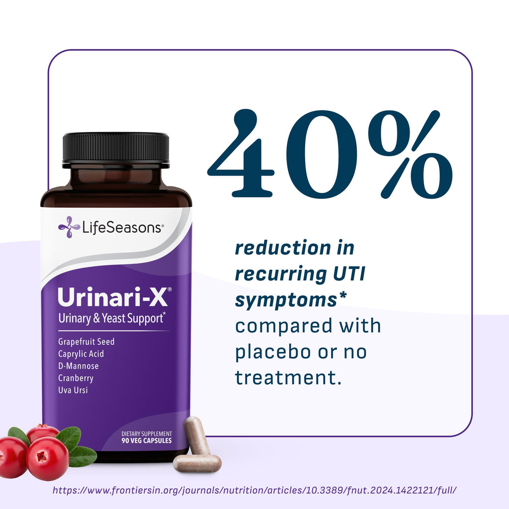 Urinari-X - Urinary Tract Support - Fast Acting UTI Relief - Vitamin Supplement for Healthy Bladder Function & Immunity - D-Mannose, Cranberry, Caprylic Acid, Uva Ursi & Grapefruit - 180 Capsules