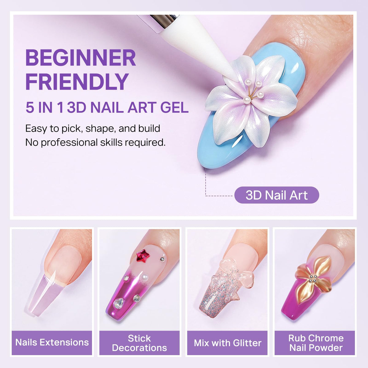 MIZHSE 3D Sculpting Gel for Nail Art, beginner-friendly, available for order online in India. Create stunning designs effortlessly!