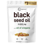 Micro Ingredients Black Seed Oil Softgels, 3,000mg, 240 Count | 2-in-1 Formula with Oil of Oregano, Carvacrol & Thymoquinone | Plant Based, Non-GMO