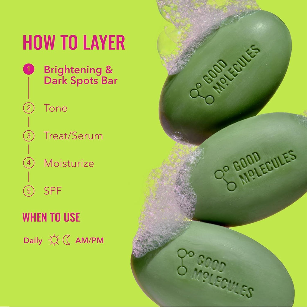 Good Molecules Brightening & Dark Spots Bar, Kojic Acid Soap, 3 oz | Cleansing bar with tranexamic and kojic acids to brighten skin and improve the look of discoloration.