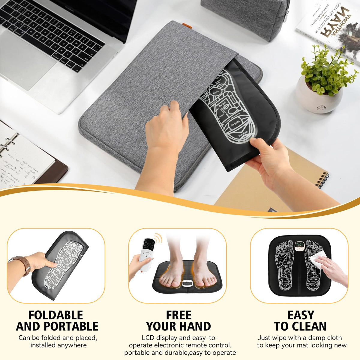 Transcutaneous Electrical Nerve Stimulator for Pain Relief,EMS Foot Stimulator Temporarily Reduce Lower Extremity Pain, EMS Foot Massager for Increase Local Blood Circulation.