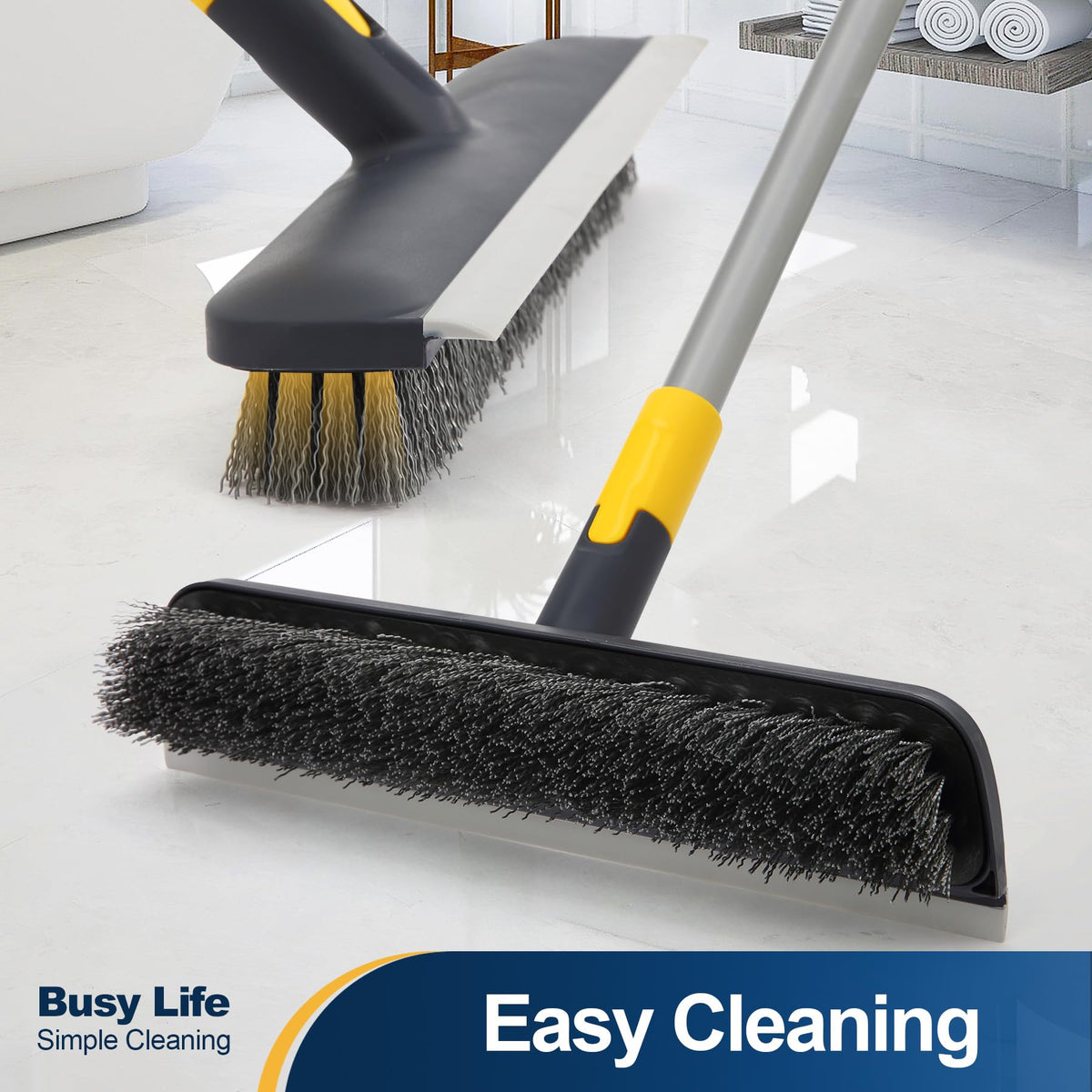 Yocada Floor Scrub Brush Telescopic Handle 2 in 1 Scrape Brush 55.9 inch