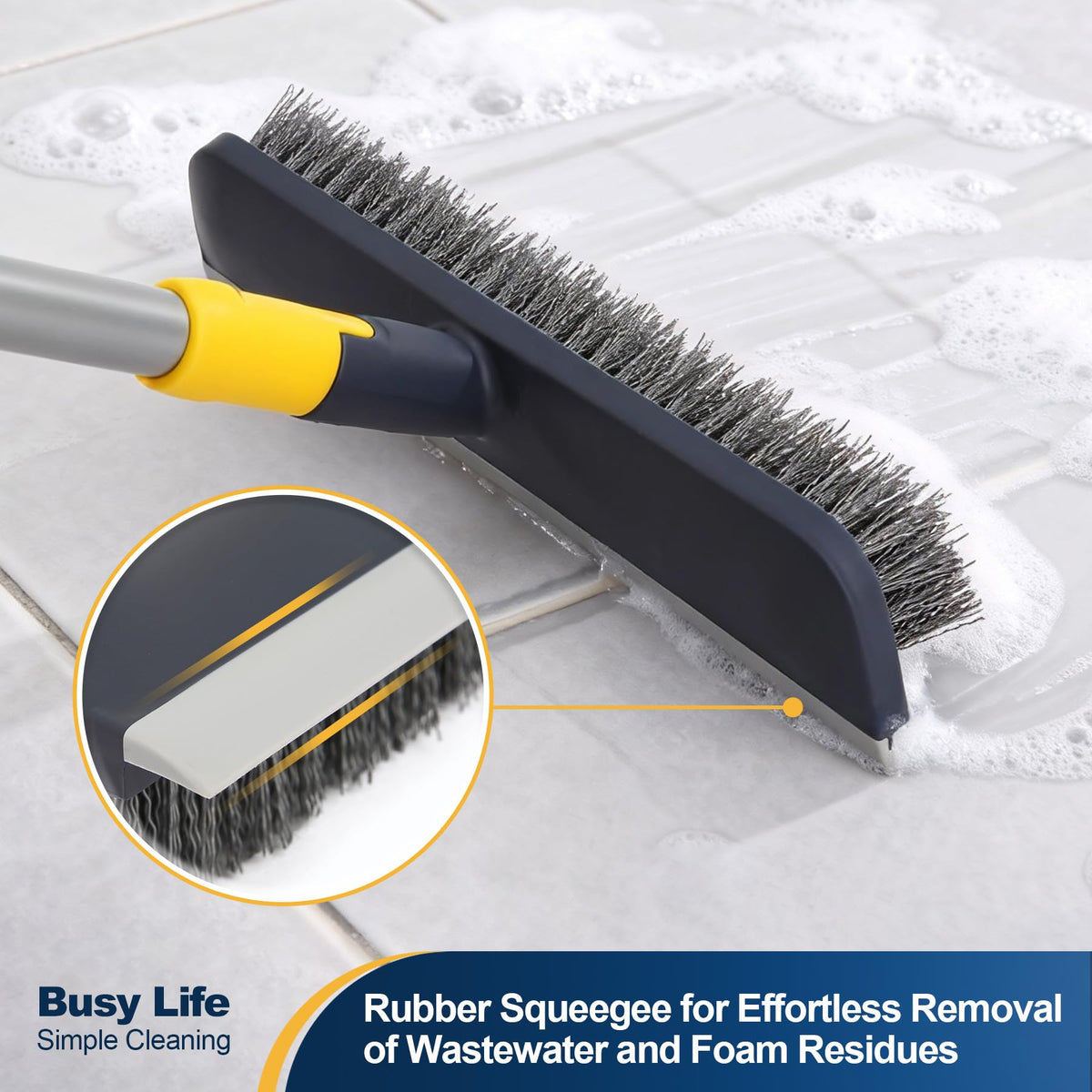 Yocada Floor Scrub Brush Telescopic Handle 2 in 1 Scrape Brush 55.9 inch