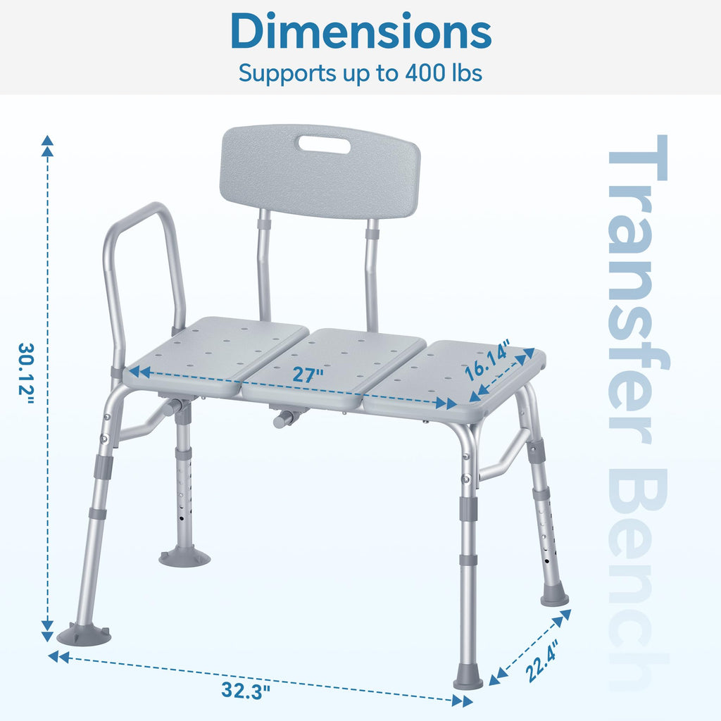 HOMLAND Tub Transfer Bench with Backrest for Bathtub, Height Adjustable