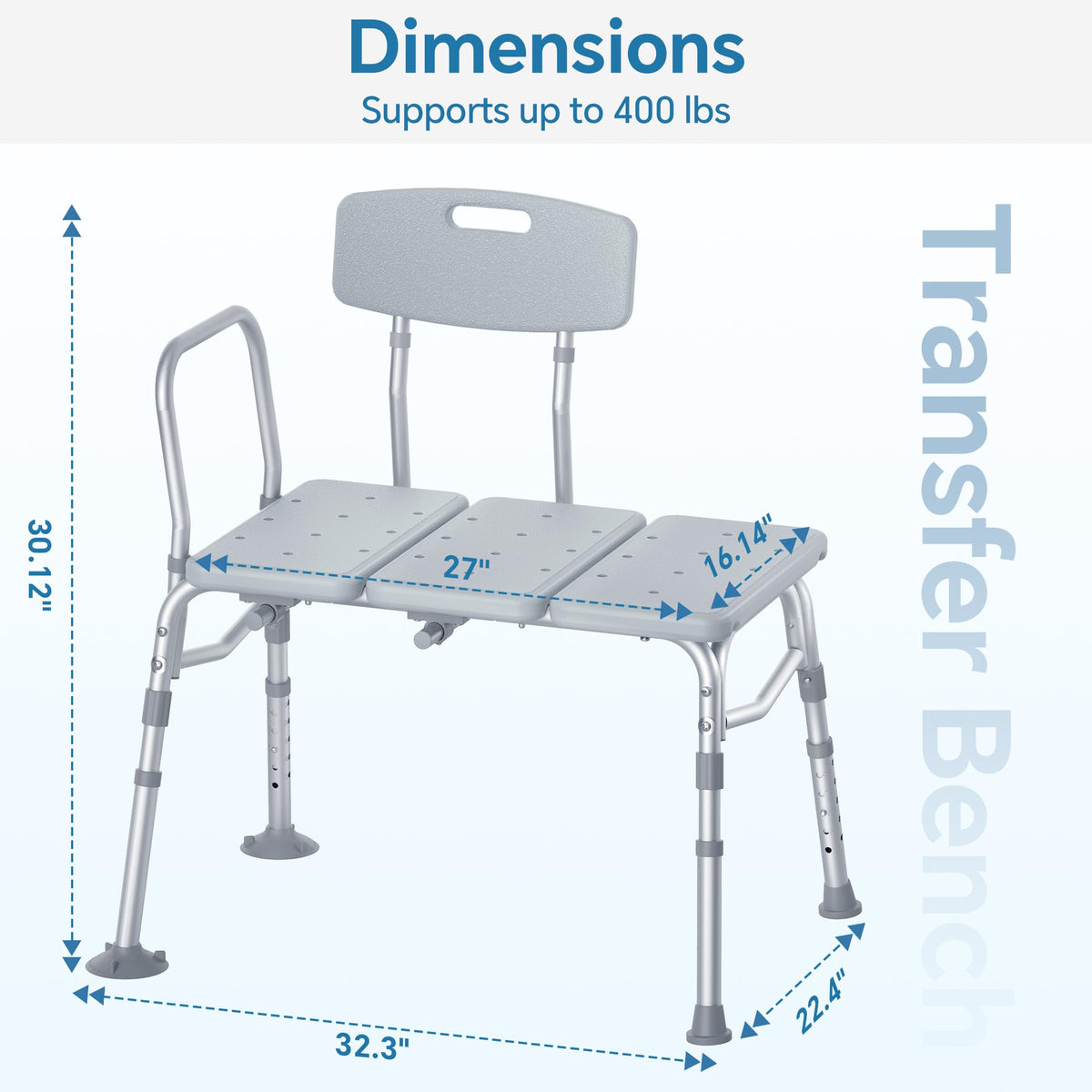 HOMLAND Tub Transfer Bench with Backrest for Bathtub, Height Adjustable