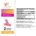 vH essentials Probiotics for Women with Prebiotics and Cranberry, 60 Ct | Feminine Health Dietary Supplement, Probiotics Support Gut Balance, Urinary Tract Health for Women, 30 Day Supply