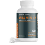 Bronson Vitamin K2 MK-7 100 mcg, K2 as MK7 Menaquinone, 120 Tablets | Helps Transport Calcium to Bones, Biologically Active Longer than Vitamin K1, Non-GMO, Gluten-Free & Soy-Free